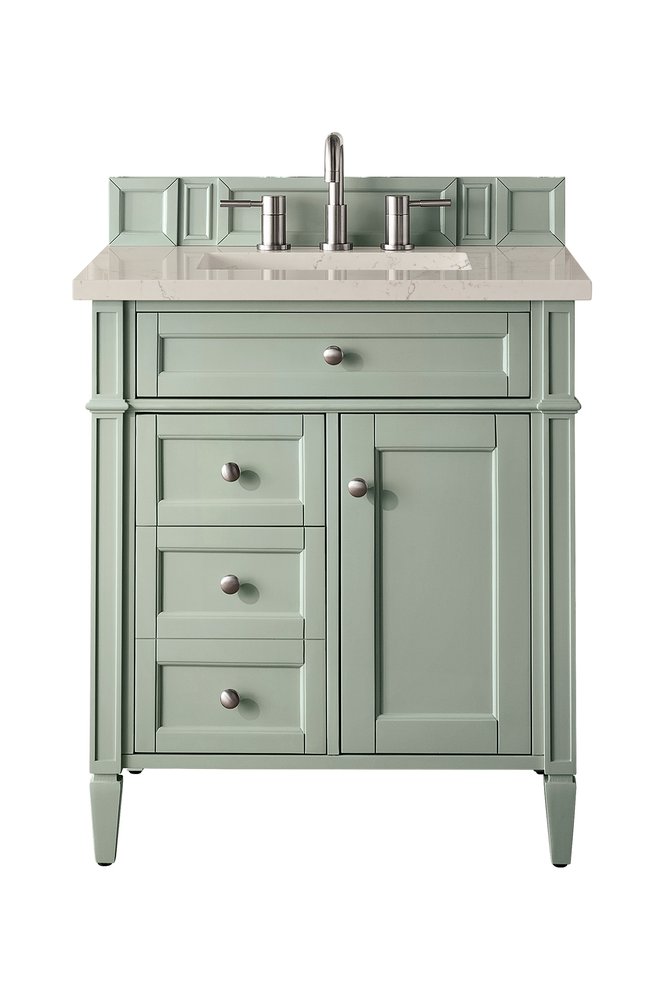 James Martin - Brittany 30" Single Vanity, Sage Green, w/ 3 CM Siberian Silestone Top - 650-V30-SGR-3SFR view 1