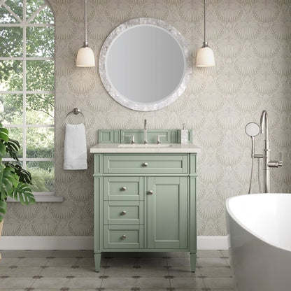 James Martin - Brittany 30" Single Vanity, Sage Green, w/ 3 CM Siberian Silestone Top - 650-V30-SGR-3SFR view 2
