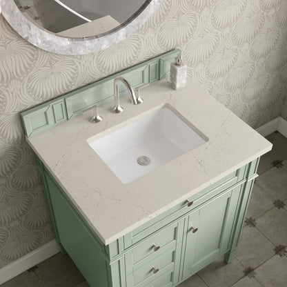 James Martin - Brittany 30" Single Vanity, Sage Green, w/ 3 CM Siberian Silestone Top - 650-V30-SGR-3SFR view 5