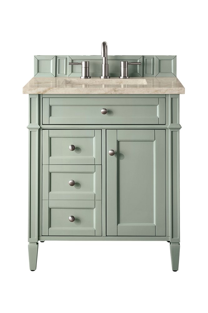 James Martin - Brittany 30" Single Vanity, Sage Green, w/ 3 CM Tajnar Eclos Top - 650-V30-SGR-3TJR view 1