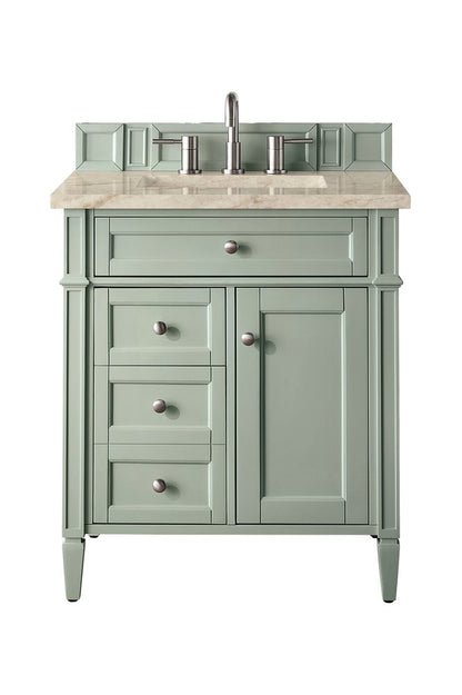 James Martin - Brittany 30" Single Vanity, Sage Green, w/ 3 CM Tajnar Eclos Top - 650-V30-SGR-3TJR view 1