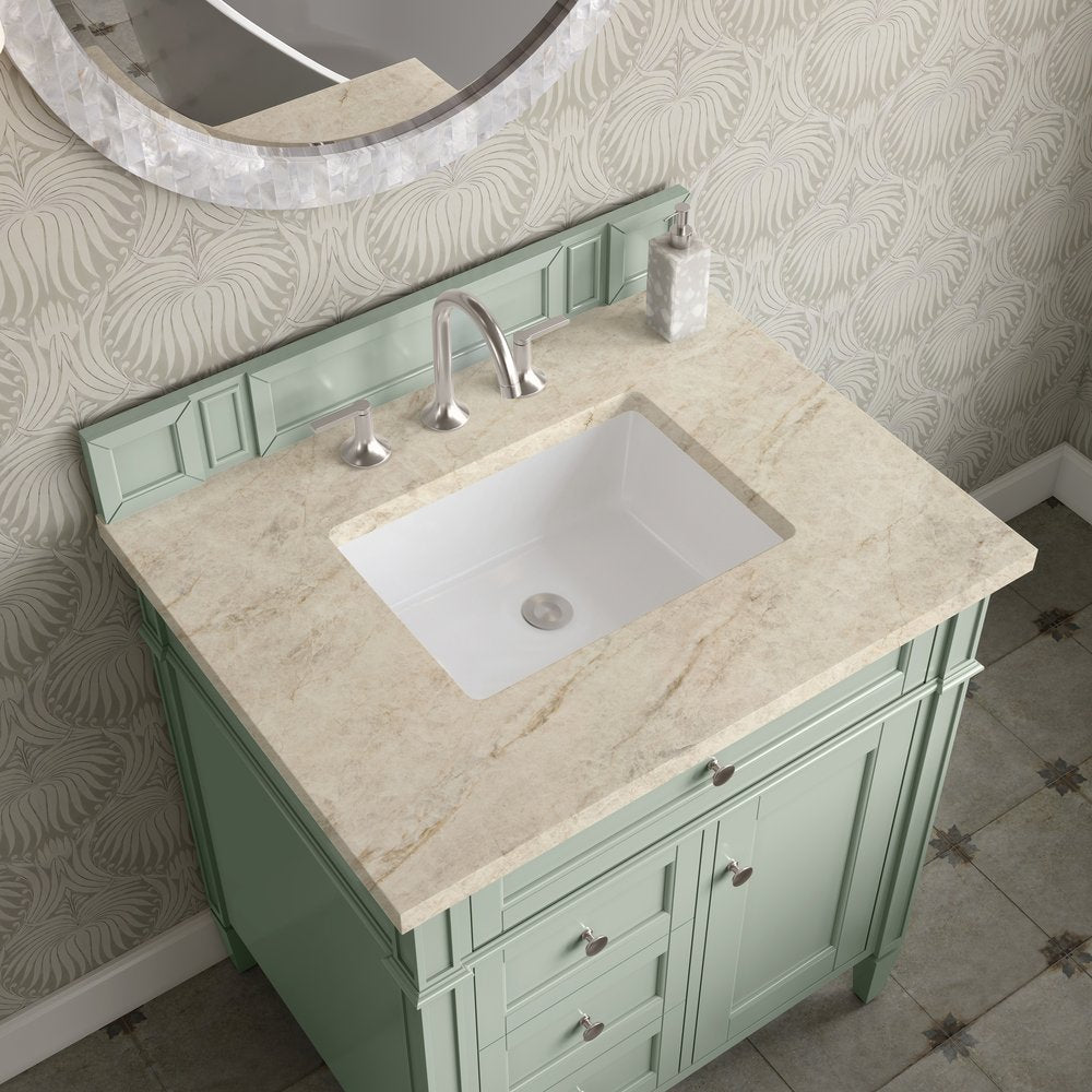 James Martin - Brittany 30" Single Vanity, Sage Green, w/ 3 CM Tajnar Eclos Top - 650-V30-SGR-3TJR view 5