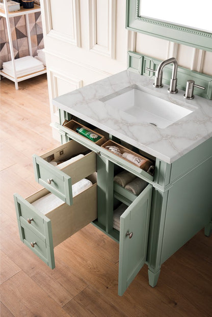 James Martin - Brittany 30" Single Vanity, Sage Green, w/ 3 CM Victorian Silver Silestone Top - 650-V30-SGR-3VSL view 4