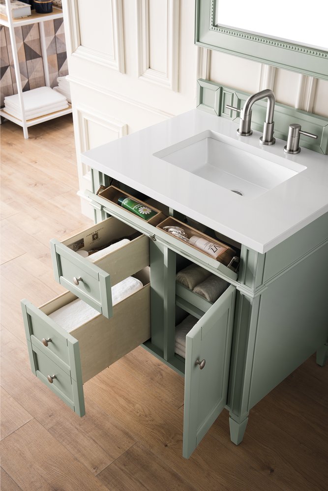 James Martin - Brittany 30" Single Vanity, Sage Green, w/ 3 CM White Zeus Silestone Top - 650-V30-SGR-3WZ view 4