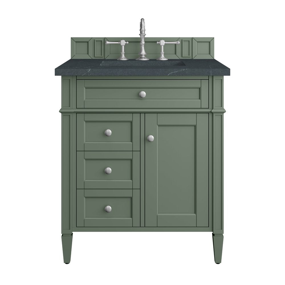 James Martin - Brittany 30" Single Vanity, Smokey Celadon w/ 3 CM Charcoal Soapstone Top - 650-V30-SC-3CSP view 1