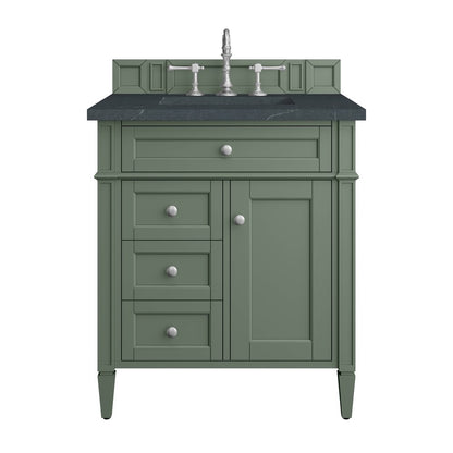 James Martin - Brittany 30" Single Vanity, Smokey Celadon w/ 3 CM Charcoal Soapstone Top - 650-V30-SC-3CSP view 1