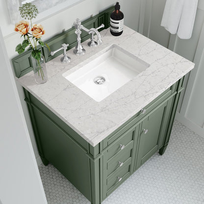 James Martin - Brittany 30" Single Vanity, Smokey Celadon w/ 3 CM Eternal Jasmine Pearl Top - 650-V30-SC-3EJP view 5