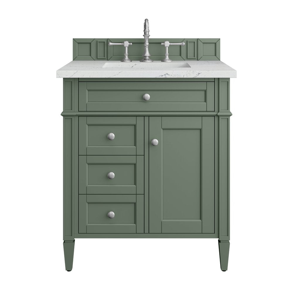James Martin - Brittany 30" Single Vanity, Smokey Celadon w/ 3 CM Ethereal Noctis Top - 650-V30-SC-3ENC view 1
