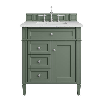 James Martin - Brittany 30" Single Vanity, Smokey Celadon w/ 3 CM Ethereal Noctis Top - 650-V30-SC-3ENC view 1