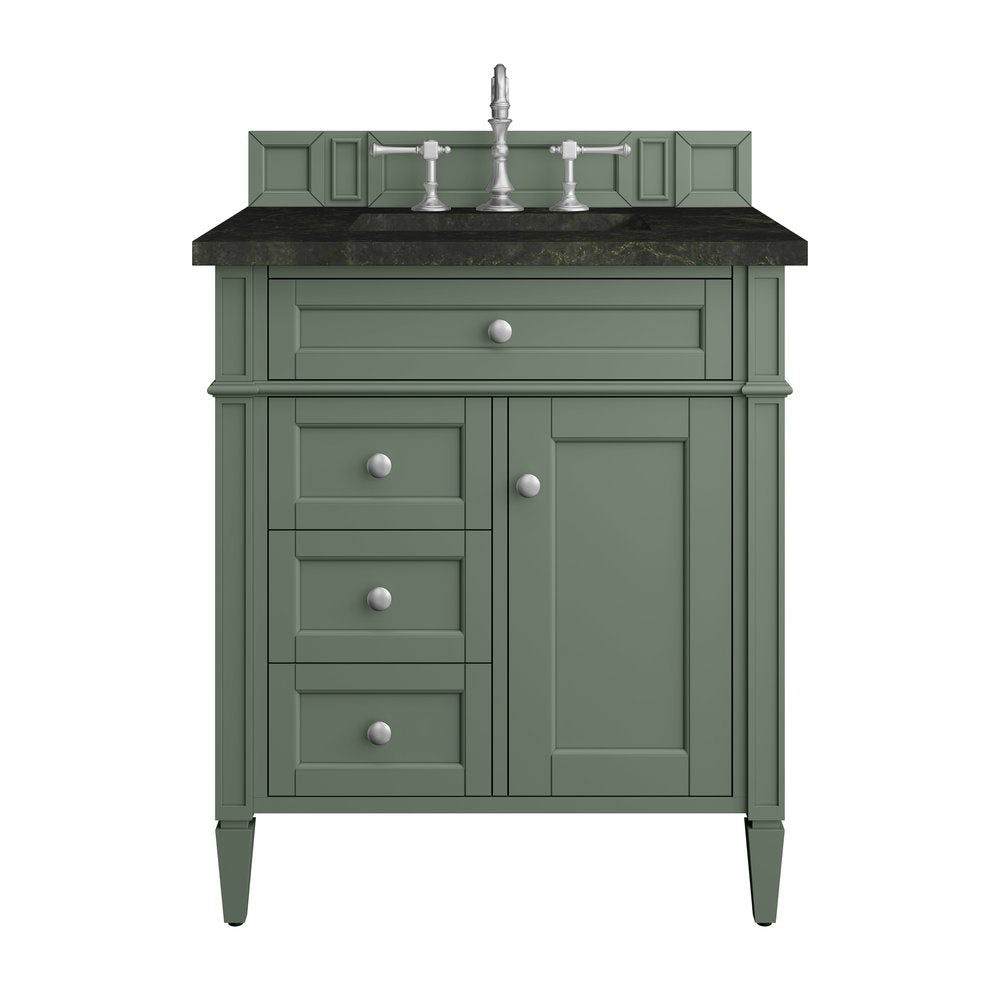 James Martin - Brittany 30" Single Vanity, Smokey Celadon, w/ 3 CM Phantome Eclos Top - 650-V30-SC-3PHT view 1