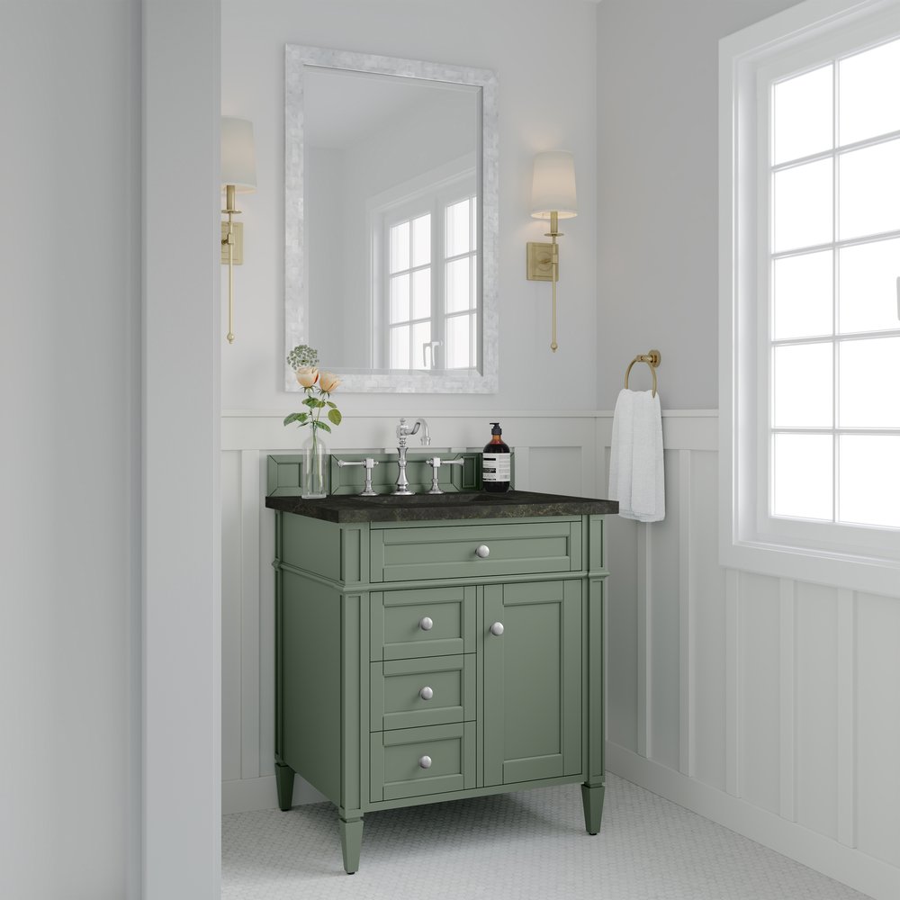 James Martin - Brittany 30" Single Vanity, Smokey Celadon, w/ 3 CM Phantome Eclos Top - 650-V30-SC-3PHT view 3
