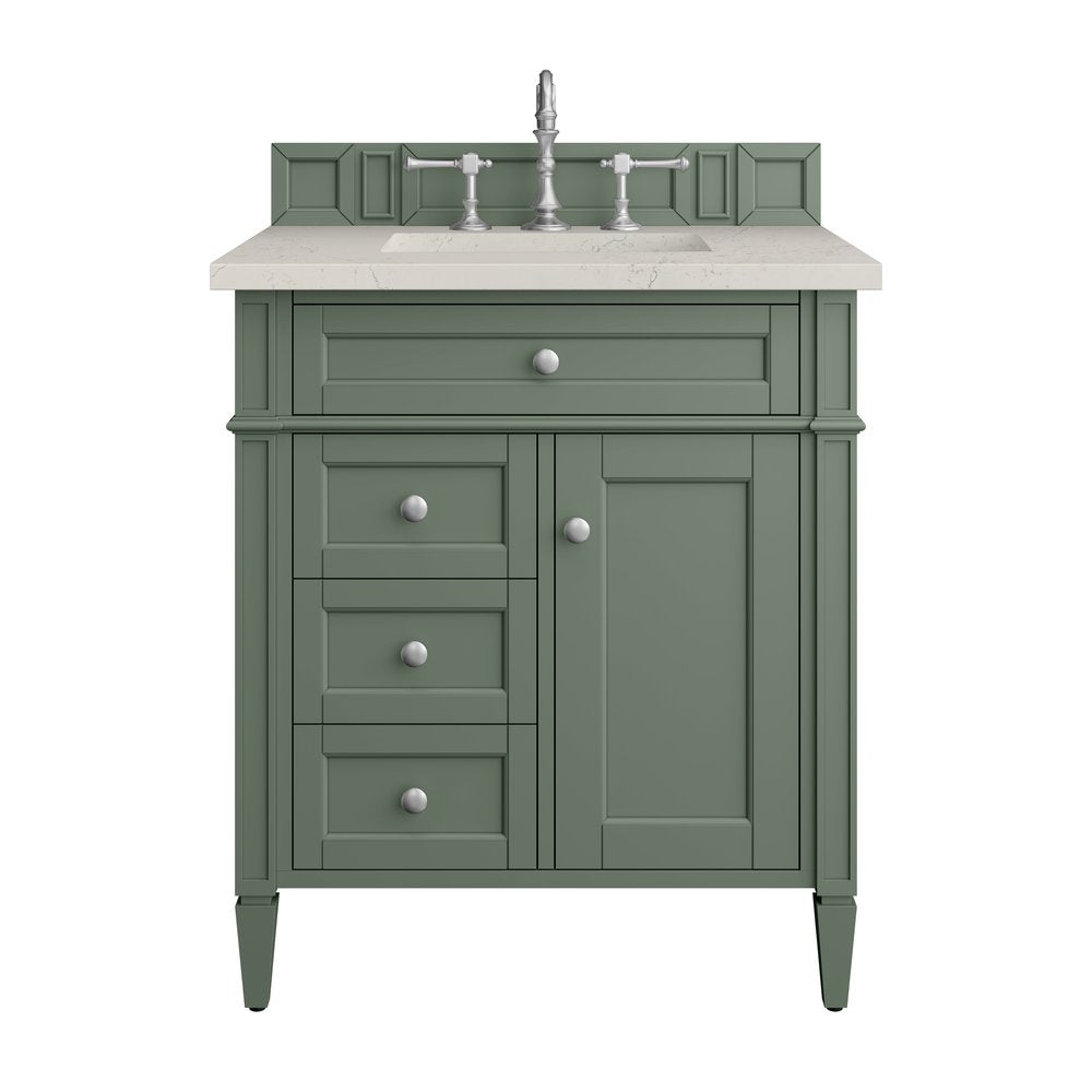 James Martin - Brittany 30" Single Vanity, Smokey Celadon, w/ 3 CM Siberian Silestone Top - 650-V30-SC-3SFR view 1