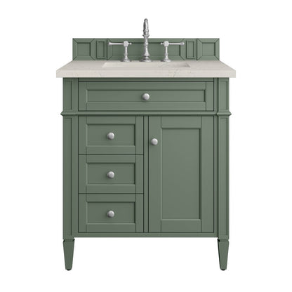 James Martin - Brittany 30" Single Vanity, Smokey Celadon, w/ 3 CM Siberian Silestone Top - 650-V30-SC-3SFR view 1