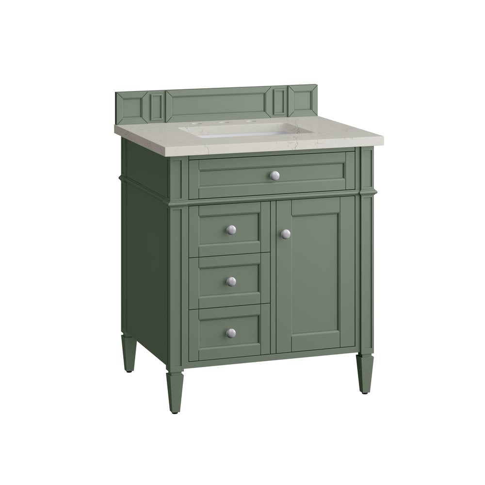 James Martin - Brittany 30" Single Vanity, Smokey Celadon, w/ 3 CM Siberian Silestone Top - 650-V30-SC-3SFR view 6