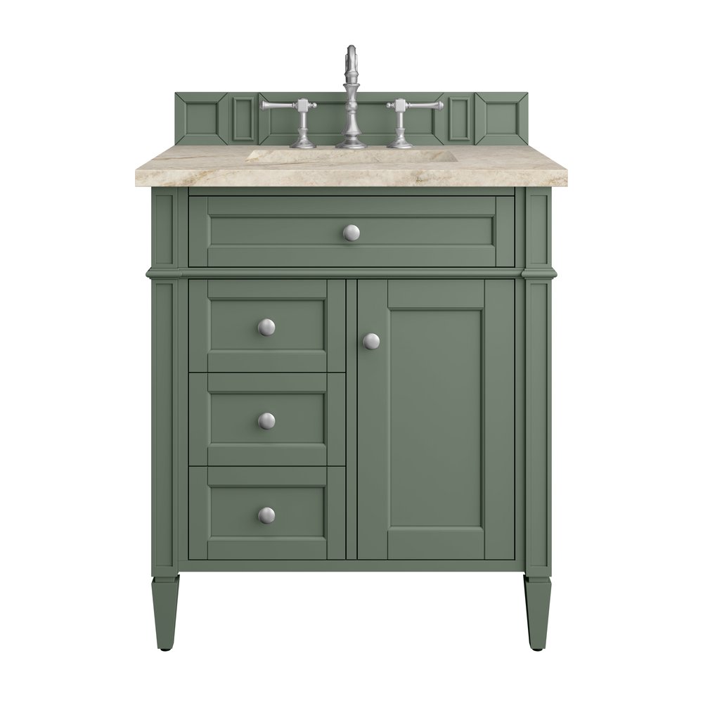 James Martin - Brittany 30" Single Vanity, Smokey Celadon, w/ 3 CM Tajnar Eclos Top - 650-V30-SC-3TJR view 1