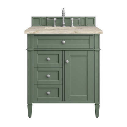 James Martin - Brittany 30" Single Vanity, Smokey Celadon, w/ 3 CM Tajnar Eclos Top - 650-V30-SC-3TJR view 1