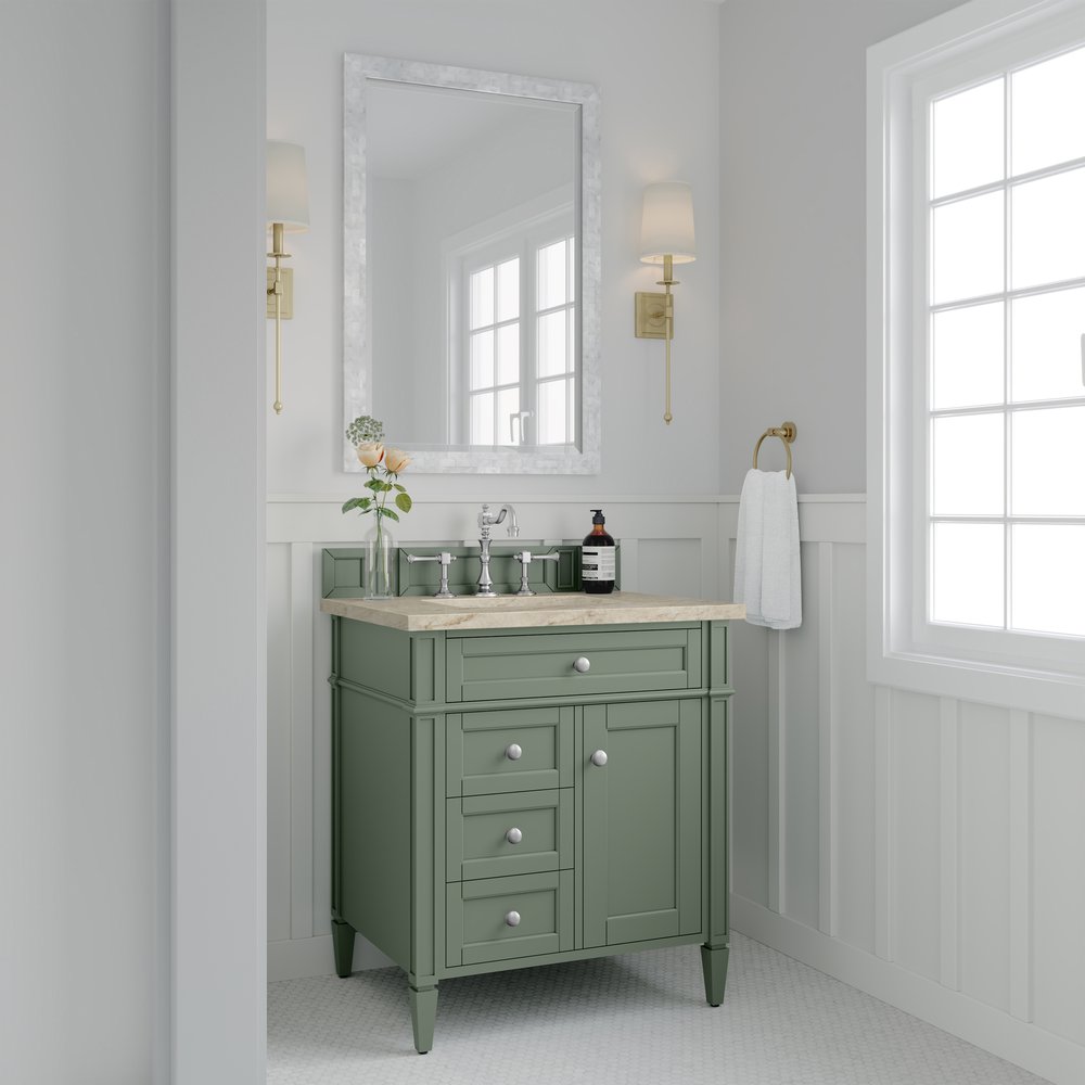 James Martin - Brittany 30" Single Vanity, Smokey Celadon, w/ 3 CM Tajnar Eclos Top - 650-V30-SC-3TJR view 3