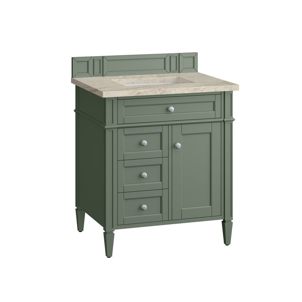 James Martin - Brittany 30" Single Vanity, Smokey Celadon, w/ 3 CM Tajnar Eclos Top - 650-V30-SC-3TJR view 6