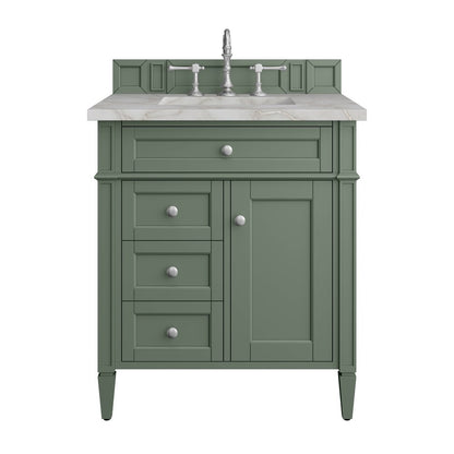 James Martin - Brittany 30" Single Vanity, Smokey Celadon w/ 3 CM Victorian Silver Top - 650-V30-SC-3VSL view 1