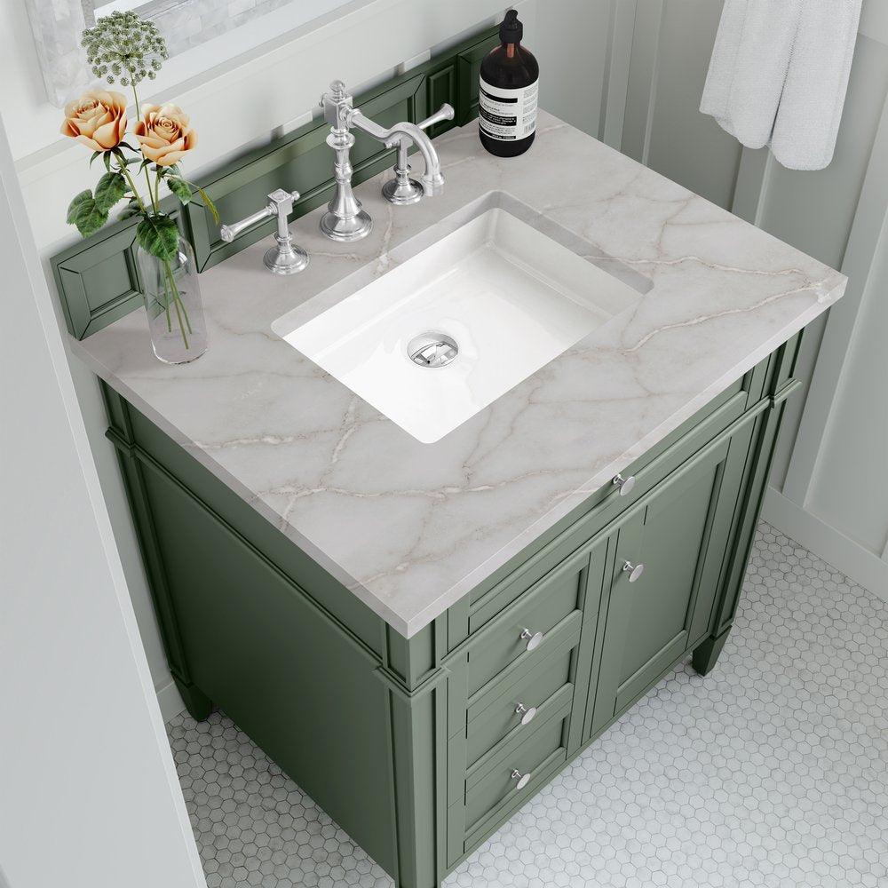 James Martin - Brittany 30" Single Vanity, Smokey Celadon w/ 3 CM Victorian Silver Top - 650-V30-SC-3VSL view 5