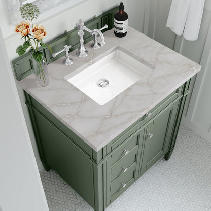 James Martin - Brittany 30" Single Vanity, Smokey Celadon w/ 3 CM Victorian Silver Top - 650-V30-SC-3VSL view 5