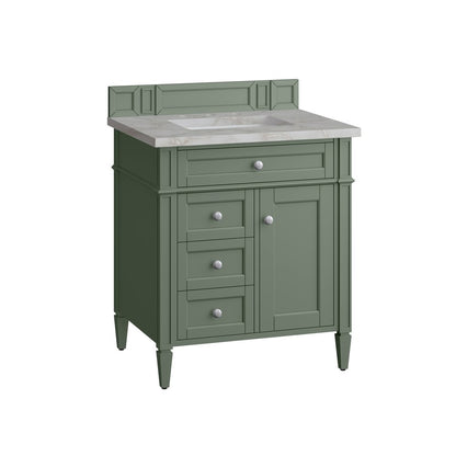 James Martin - Brittany 30" Single Vanity, Smokey Celadon w/ 3 CM Victorian Silver Top - 650-V30-SC-3VSL view 6