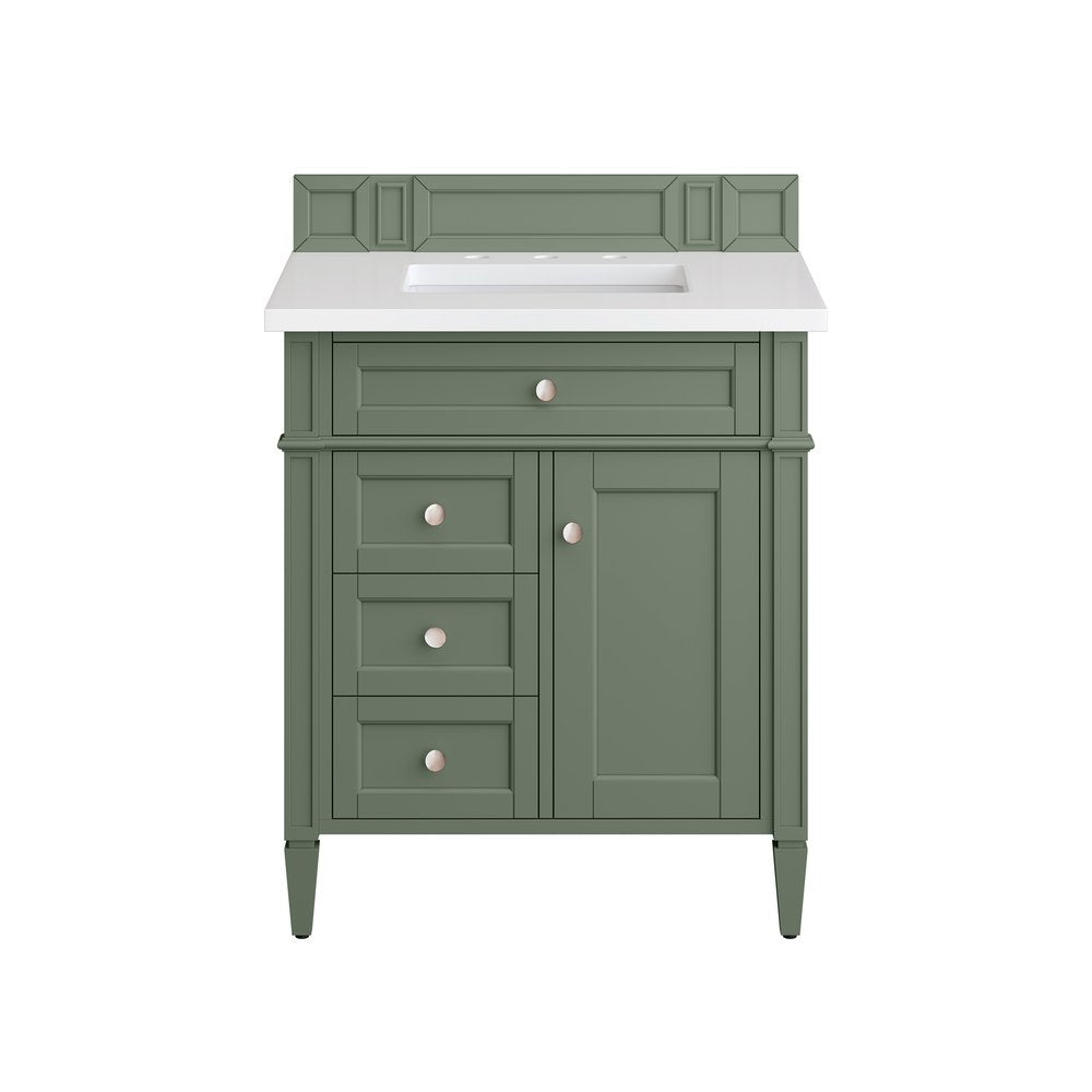 James Martin - Brittany 30" Single Vanity, Smokey Celadon w/ 3 CM White Zeus Top - 650-V30-SC-3WZ view 2