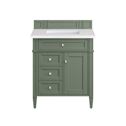 James Martin - Brittany 30" Single Vanity, Smokey Celadon w/ 3 CM White Zeus Top - 650-V30-SC-3WZ view 2