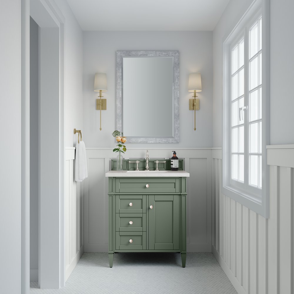 James Martin - Brittany 30" Single Vanity, Smokey Celadon w/ 3 CM White Zeus Top - 650-V30-SC-3WZ view 3