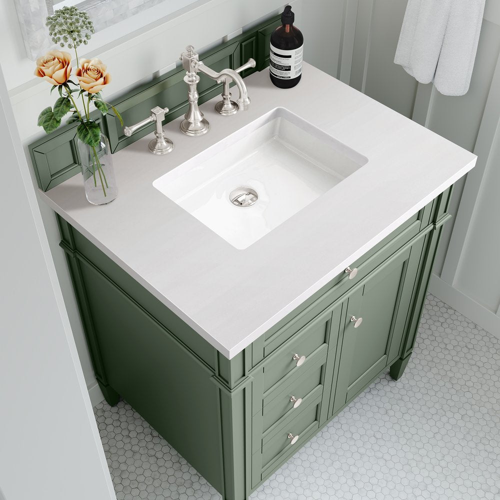 James Martin - Brittany 30" Single Vanity, Smokey Celadon w/ 3 CM White Zeus Top - 650-V30-SC-3WZ view 6