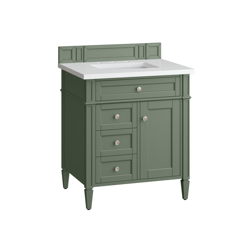 James Martin - Brittany 30" Single Vanity, Smokey Celadon w/ 3 CM White Zeus Top - 650-V30-SC-3WZ view 7