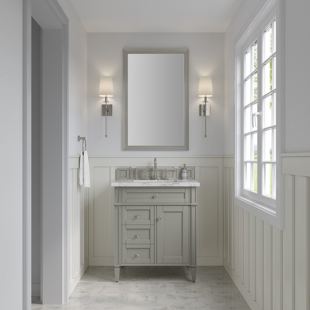 James Martin - Brittany 30" Single Vanity, Urban Gray w/ 3 CM Carrara Marble Top - 650-V30-UGR-3CAR view 2