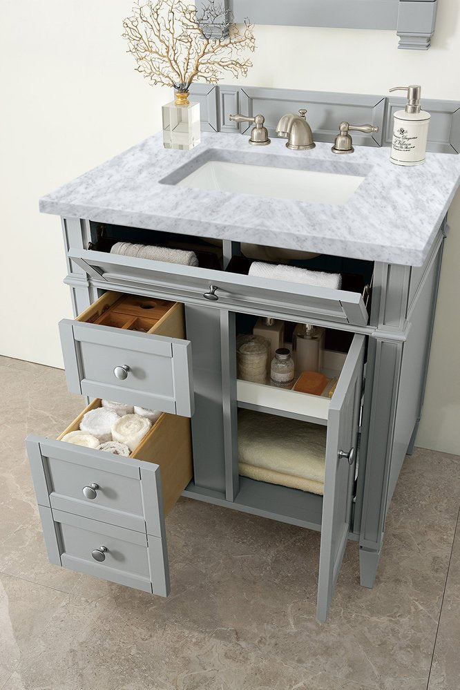James Martin - Brittany 30" Single Vanity, Urban Gray w/ 3 CM Carrara Marble Top - 650-V30-UGR-3CAR view 4