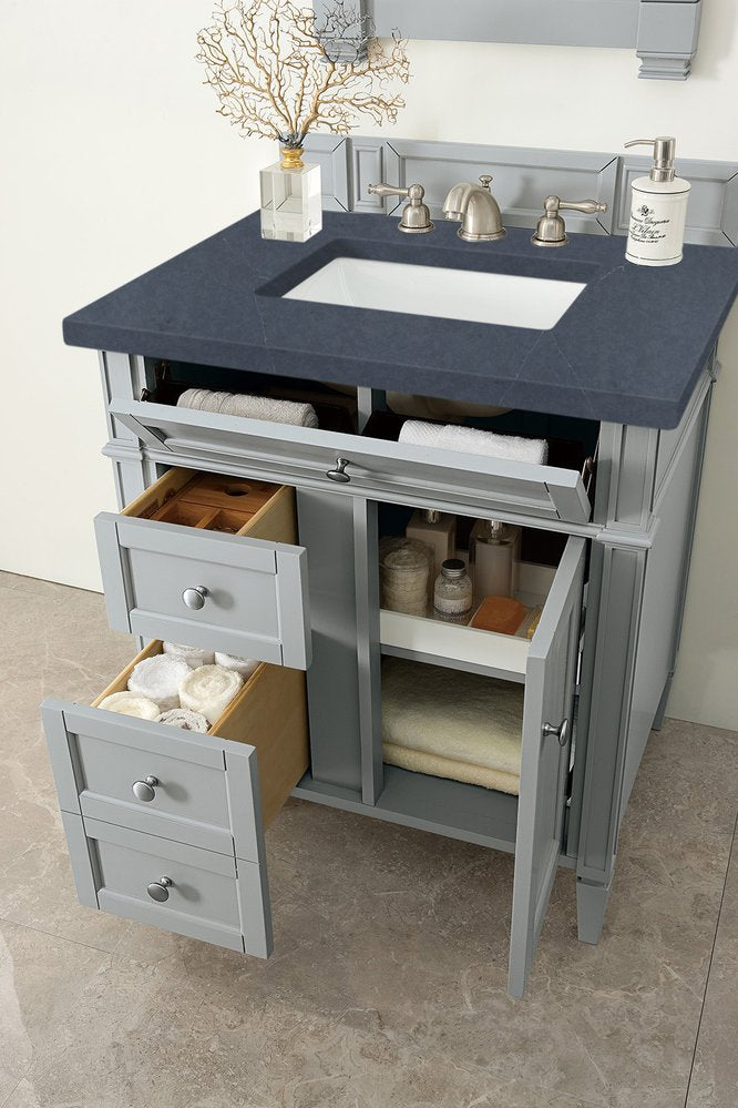 James Martin - Brittany 30" Single Vanity, Urban Gray, w/ 3 CM Charcoal Soapstone Silestone Top - 650-V30-UGR-3CSP view 4