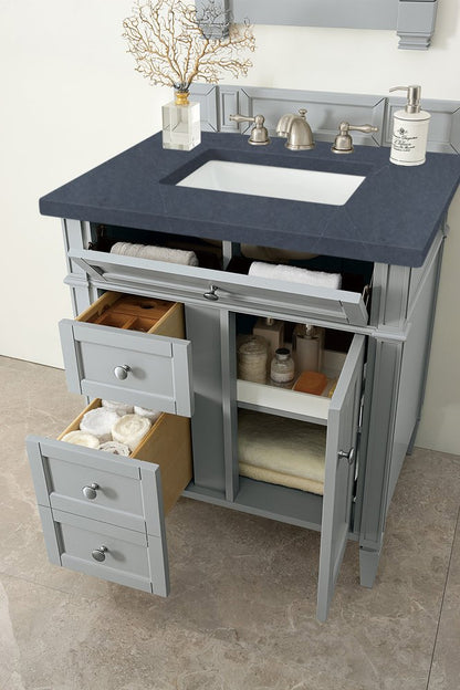 James Martin - Brittany 30" Single Vanity, Urban Gray, w/ 3 CM Charcoal Soapstone Silestone Top - 650-V30-UGR-3CSP view 4