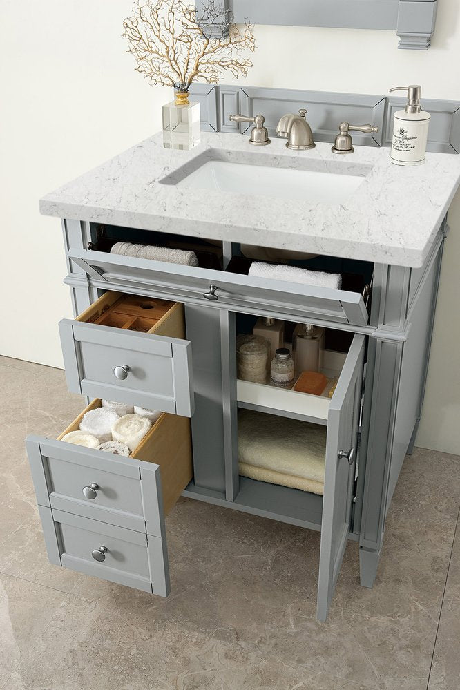James Martin - Brittany 30" Single Vanity, Urban Gray, w/ 3 CM Eternal Jasmine Pearl Silestone Top - 650-V30-UGR-3EJP view 4