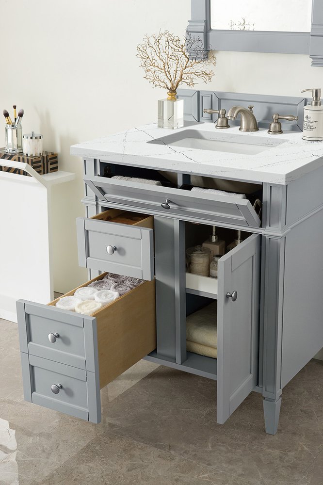 James Martin - Brittany 30" Single Vanity, Urban Gray, w/ 3 CM Ethereal Noctis Silestone Top - 650-V30-UGR-3ENC view 4