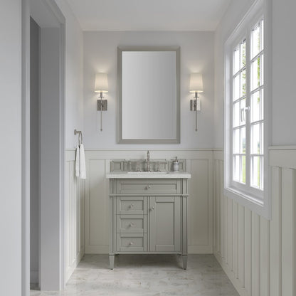 James Martin - Brittany 30" Single Vanity, Urban Gray, w/ 3 CM Lime Delight Silestone Top - 650-V30-UGR-3LDL view 2