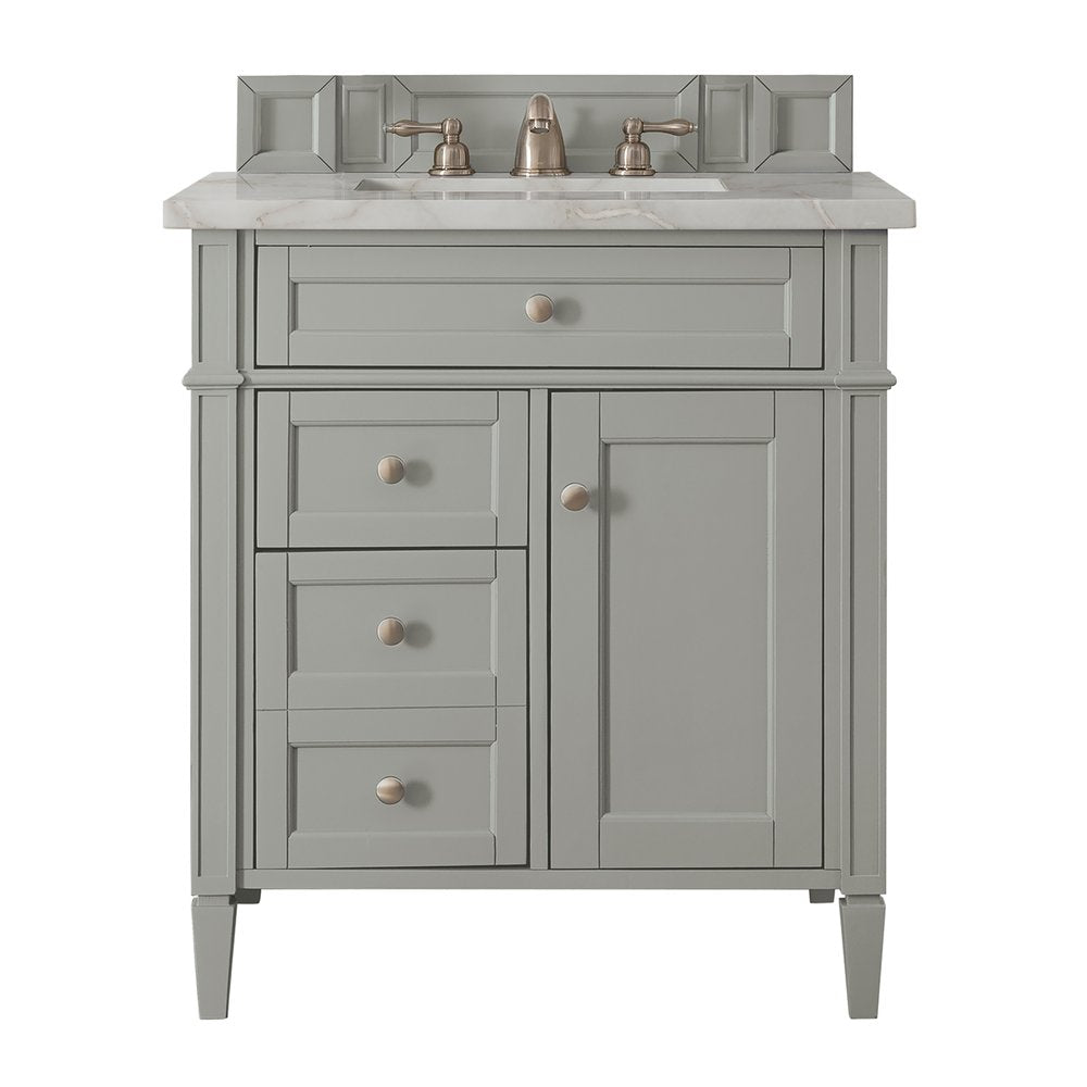James Martin - Brittany 30" Single Vanity, Urban Gray, w/ 3 CM Victorian Silver Silestone Top - 650-V30-UGR-3VSL view 1