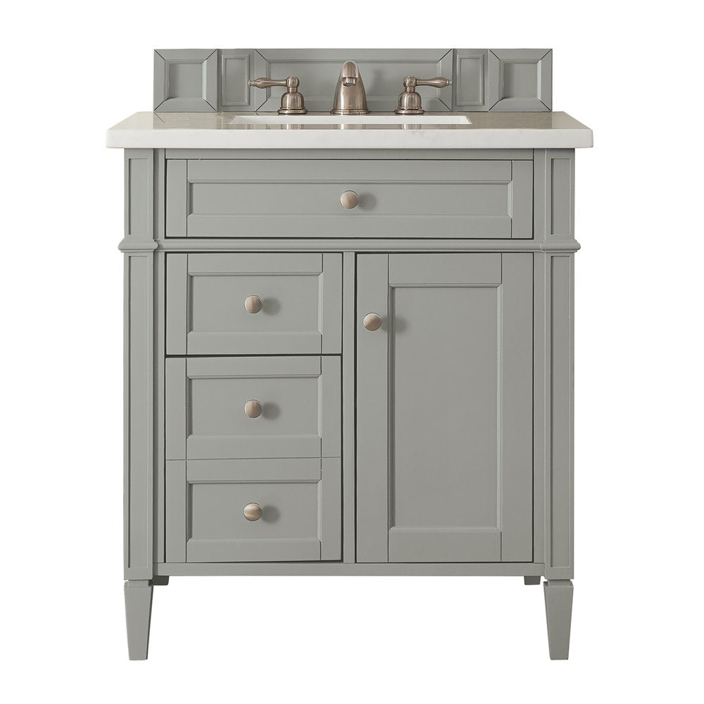 James Martin - Brittany 30" Single Vanity, Urban Gray, w/ 3 CM White Zeus Silestone Top - 650-V30-UGR-3WZ view 1
