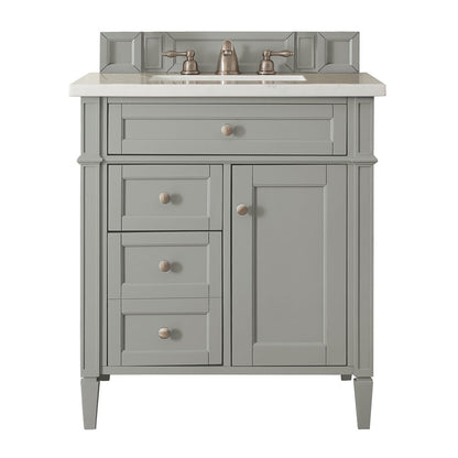James Martin - Brittany 30" Single Vanity, Urban Gray, w/ 3 CM White Zeus Silestone Top - 650-V30-UGR-3WZ view 1