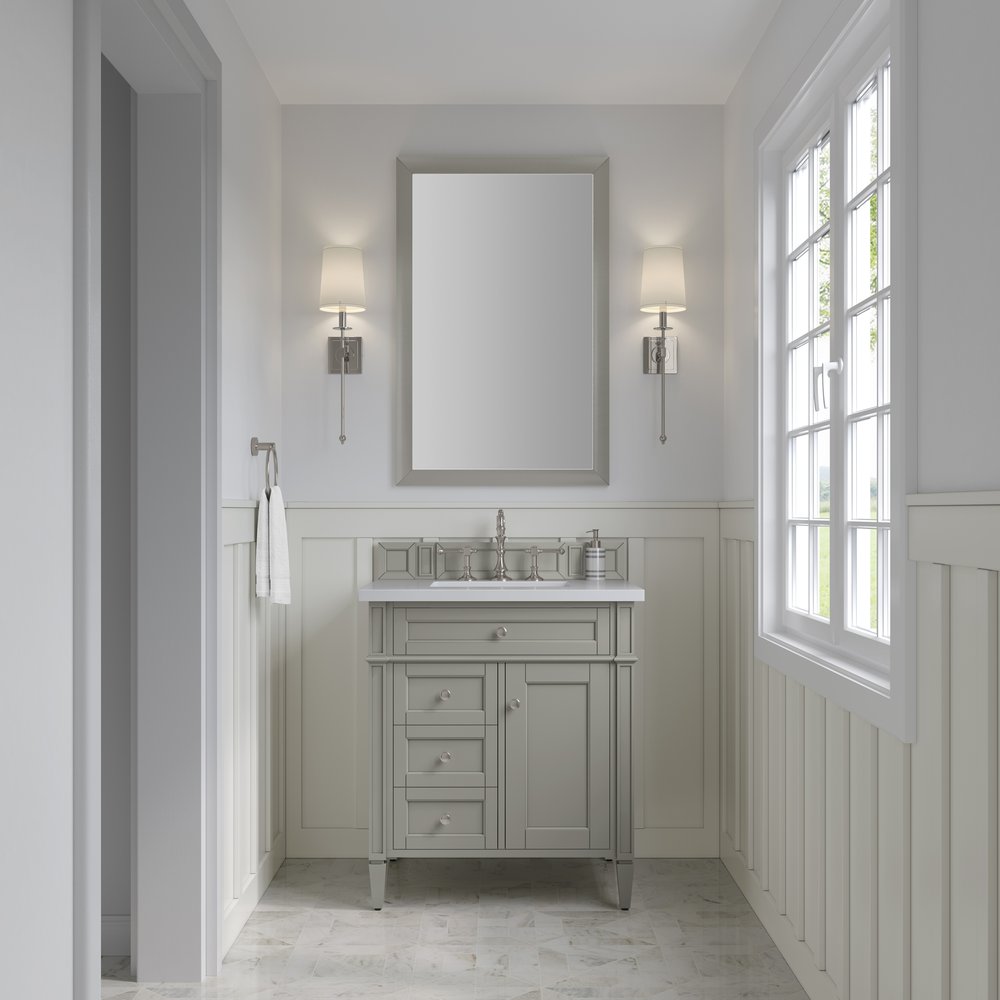 James Martin - Brittany 30" Single Vanity, Urban Gray, w/ 3 CM White Zeus Silestone Top - 650-V30-UGR-3WZ view 2