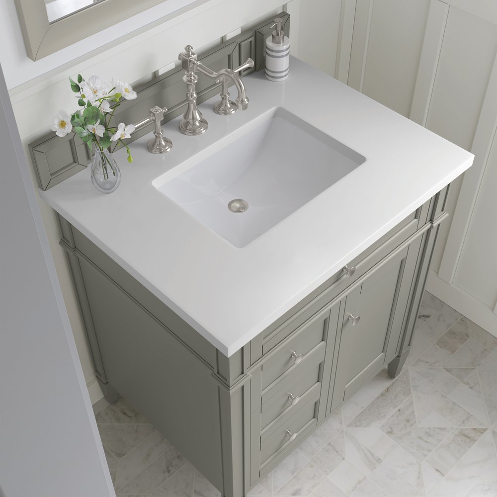 James Martin - Brittany 30" Single Vanity, Urban Gray, w/ 3 CM White Zeus Silestone Top - 650-V30-UGR-3WZ view 5