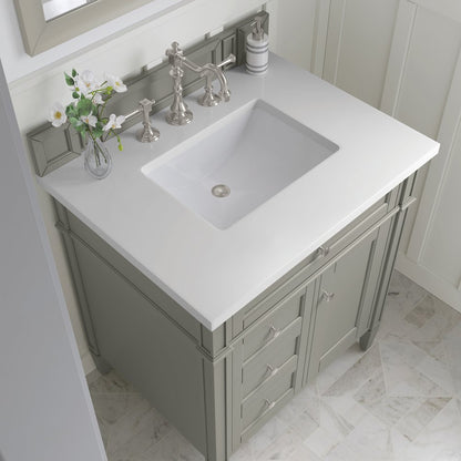 James Martin - Brittany 30" Single Vanity, Urban Gray, w/ 3 CM White Zeus Silestone Top - 650-V30-UGR-3WZ view 5