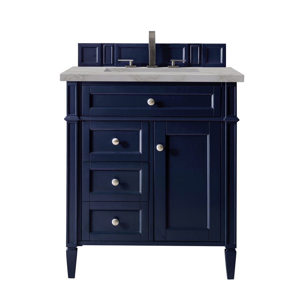 James Martin - Brittany 30" Single Vanity, Victory Bleu w/ 3 CM Victorian Silver Silestone Top - 650-V30-VBL-3VSL view 1