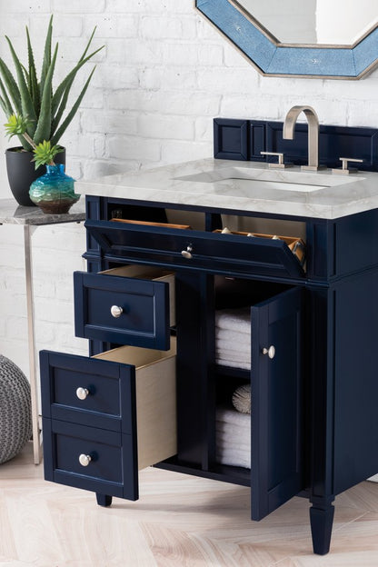 James Martin - Brittany 30" Single Vanity, Victory Bleu w/ 3 CM Victorian Silver Silestone Top - 650-V30-VBL-3VSL view 4