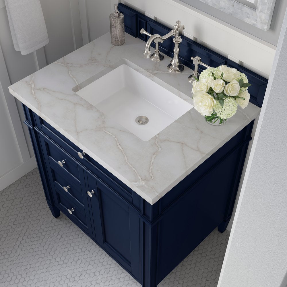 James Martin - Brittany 30" Single Vanity, Victory Bleu w/ 3 CM Victorian Silver Silestone Top - 650-V30-VBL-3VSL view 6