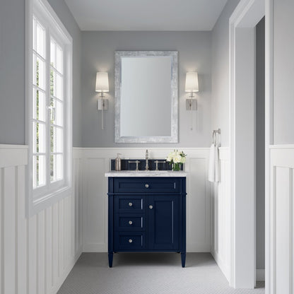 James Martin - Brittany 30" Single Vanity, Victory Blue w/ 3 CM Carrara Marble Top - 650-V30-VBL-3CAR view 2