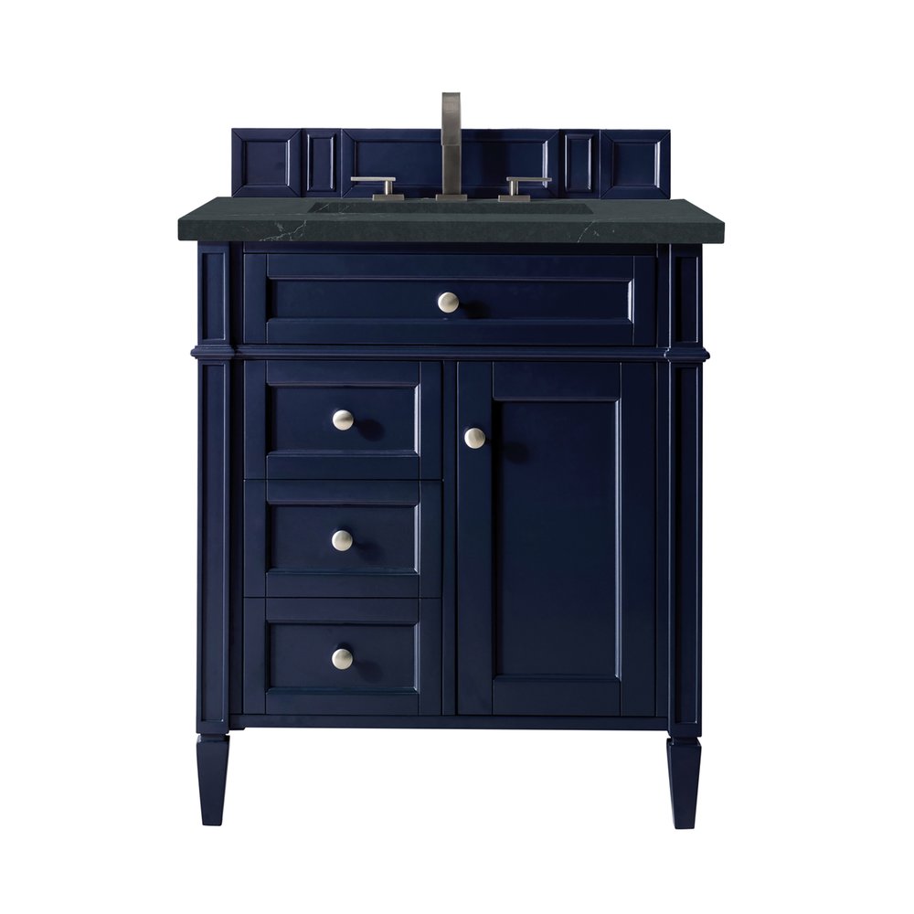 James Martin - Brittany 30" Single Vanity, Victory Blue w/ 3 CM Charcoal Soapstone Silestone Top - 650-V30-VBL-3CSP view 1