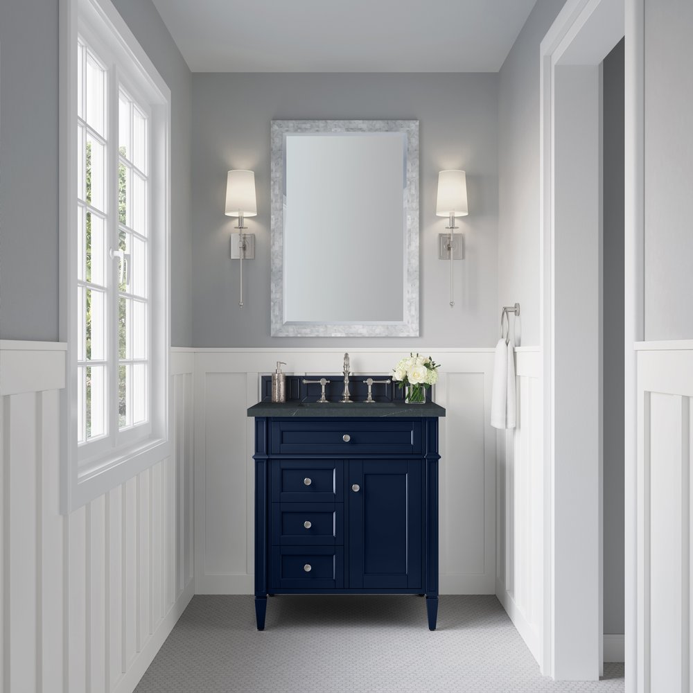 James Martin - Brittany 30" Single Vanity, Victory Blue w/ 3 CM Charcoal Soapstone Silestone Top - 650-V30-VBL-3CSP view 2